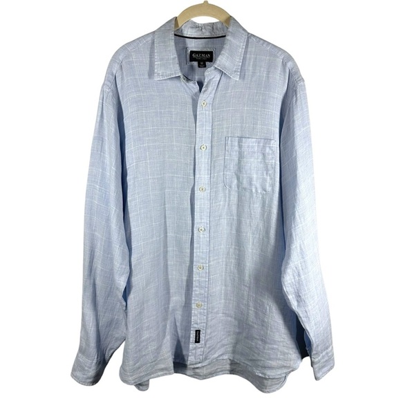 Gazman Linen Shirt Men's Medium M Blue Long Sleeve‎ Button Down Classic - Picture 1 of 7